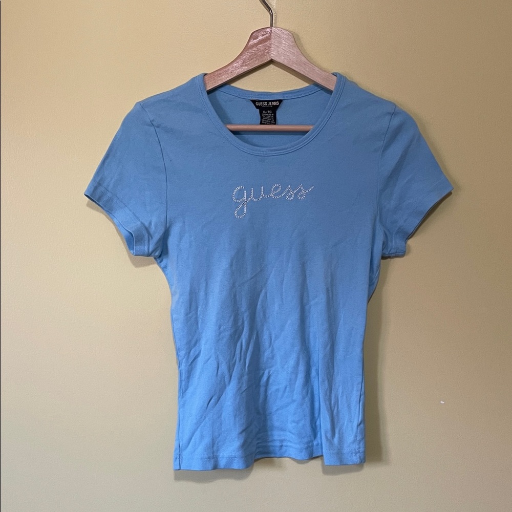Guess Women's Light Blue Short Sleeve Tee